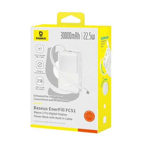 Портативный внешний аккумулятор Baseus EnerFill FC51 30000mAh 22.5W Moon White (E0028101)