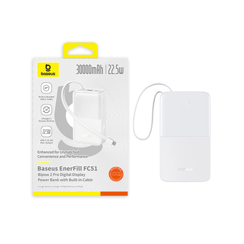 Портативный внешний аккумулятор Baseus EnerFill FC51 30000mAh 22.5W Moon White (E0028101)