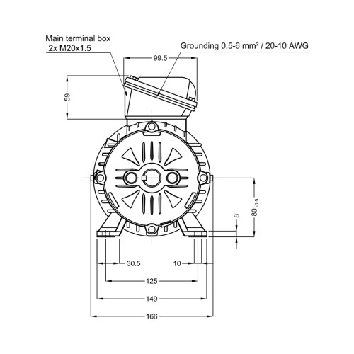 Асинхронный электродвигатель WEG 17376512 WGOST-L80 2.2 кВт 2P B3T 220/380 В 50 Гц