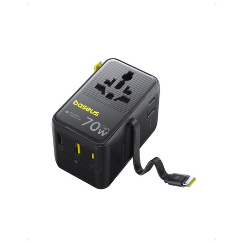 Адаптер питания Baseus EnerCore CG11 Universal Travel Adapter 70W 2AC+2U+2C Cosmic Black