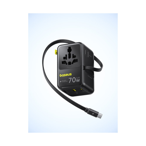 Адаптер питания Baseus EnerCore CG11 Universal Travel Adapter 70W 2AC+2U+2C Cosmic Black