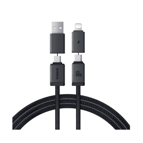 Интерфейсный кабель Baseus Versatile U+C to C+L 60W 1m White (P10383000211-00)