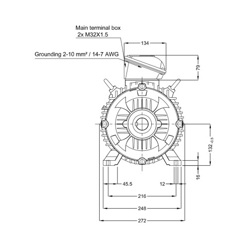Асинхронный электродвигатель WEG 17725617 WGOST-132S 7.5 кВт 4 Пол B3T 220/380 В 50 Гц