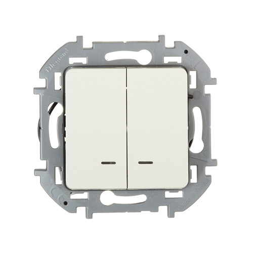 Выключатель двухклавишный с подсветкой Legrand 673631 Inspiria с/у слоновая кость