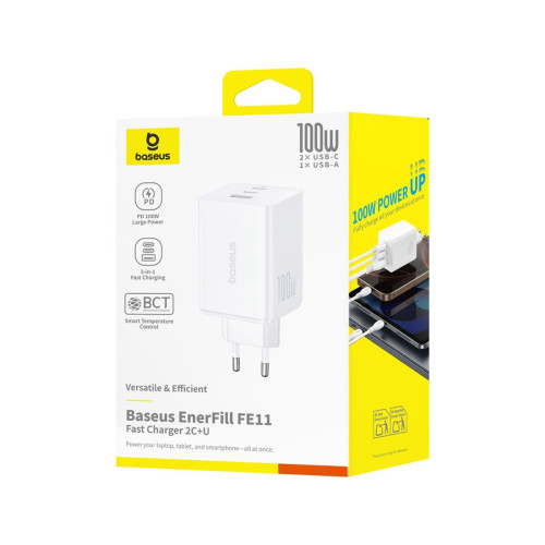 Адаптер питания Baseus EnerFill FE11 2C+U 100W White (P10182102213-00)