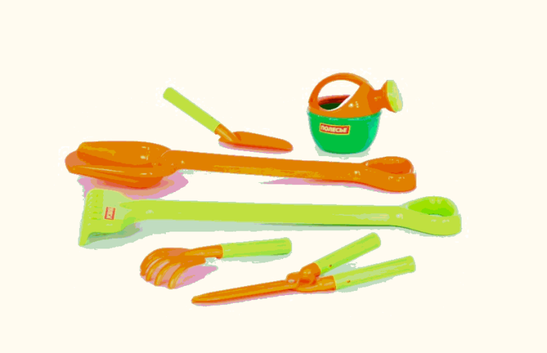 Полесье Набор №606: лопата большая, грабли большие, совок №29, грабельки №25, секатор, лейка малая №4