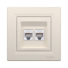 Розетка двойная компьютерная SE EPH4800123 Asfora RJ45 кат. 6 в сборе кремовый