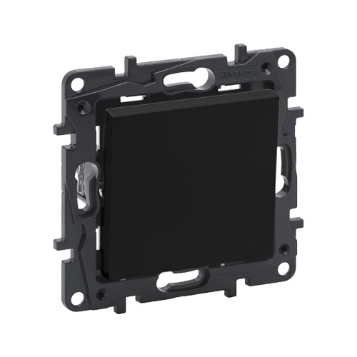 Выключатель одноклавишный Niloe Step 10А авт.клеммы Чёрный new