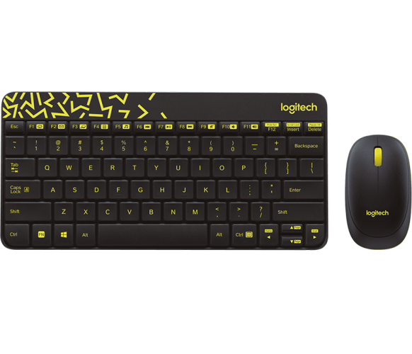 Комплект беспроводной Logitech MK240 Nano Black/Yellow (клавиатура+мышь) (M/N: M-R0041 / Y-R0036 / C-U0010)