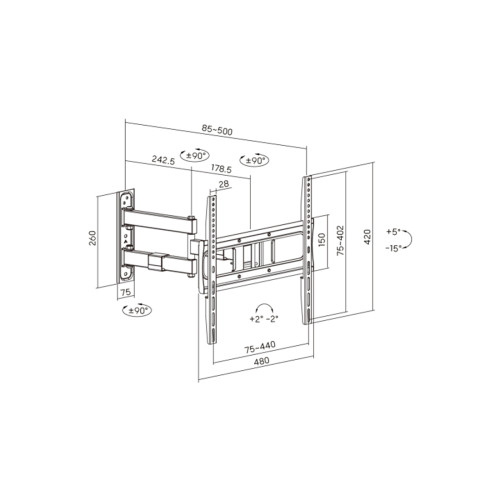 Кронштейн Brateck LPA80-443 для ТВ и мониторов, 32"-75"