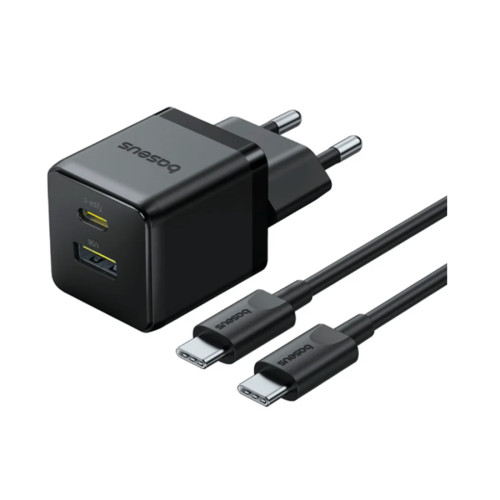 Адаптер питания Baseus Palm C+U 30W Black ( в комлпекте кабель Type-c) (P1011160A113-01)
