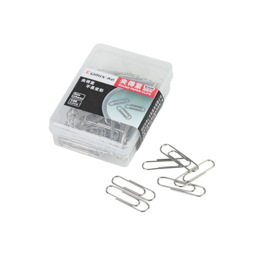 Скрепки металлические никелированные Comix B3506, 29 мм., (пласт. коробка 100 скрепок)