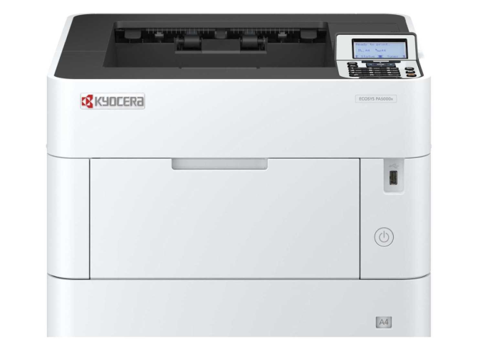 Принтер лазерный Kyocera ECOSYS PA5000x (A4), монохромный, 1200x1200 dpi, 50 ppm, 512 MB, 1.4 GHz, tray 100+500 sheets, USB+Ethernet, Duplex, LCD, drum 500k, starter toner 8k)