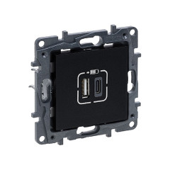 Розетка USB Niloe Step Тип А+C 12Вт+15Вт 5В Чёрный new