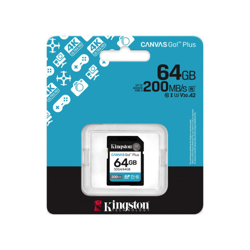 Карта памяти Kingston SDG4/64GB Canvas Go Plus Gen4 C10 UHS-I U3 V30 64GB