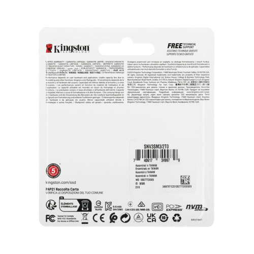 Твердотельный накопитель SSD Kingston SNV3SM3/2T0 2TB Mini M.2 2230 PCIe Gen4 x4