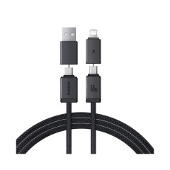 Интерфейсный кабель Baseus Versatile Two-for-Two U+C to C+L 60W 2m Black (P10383000121-02)