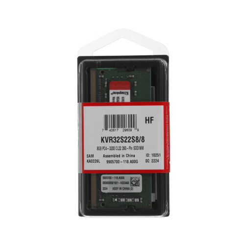 Модуль памяти для ноутбука Kingston KVR32S22S8/8WP DDR4 8GB 3200MHz