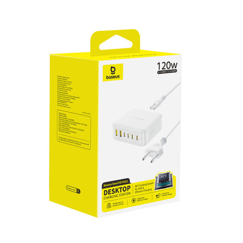 Адаптер питания Baseus EnerFill FH21 Desktop Charging Station 4C+2U 120W EU Moon White