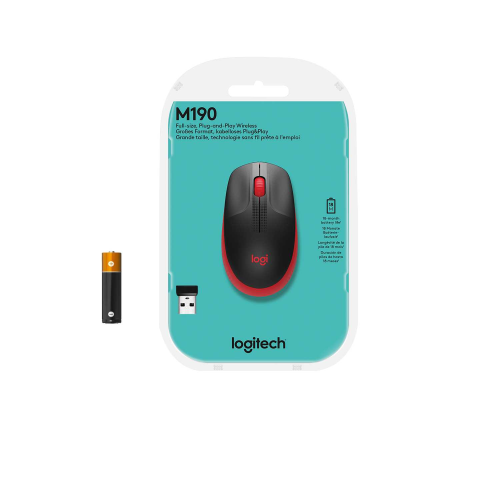 Мышь беспроводная полноразмерная Logitech M190 Red (M/N: MR0087 / CU0019)