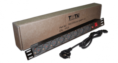 Блок розеток 19", 1-фазный с выключателем, 10A / 250V, 8xSchuko, шнур 3.0 м, вилка Schuko