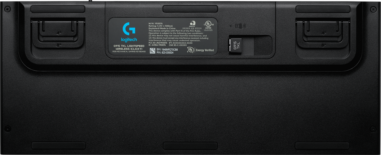 Клавиатура игровая Logitech G915 TKL (механическая, без цифрового блока, с RGB-подсветкой и поддержкой технологии Lightspeed), 2.4GHZ/BT, CLICKY SWITCH (M/N: YR0076 / C-U0018)