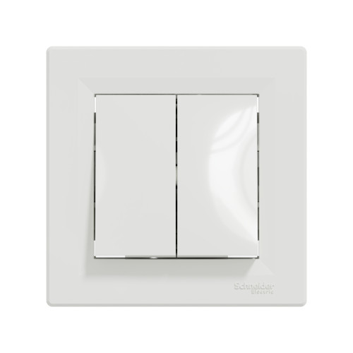 Переключатель двухклавишный SE EPH0600121 Asfora в сборе быстрозажим. клеммы белый