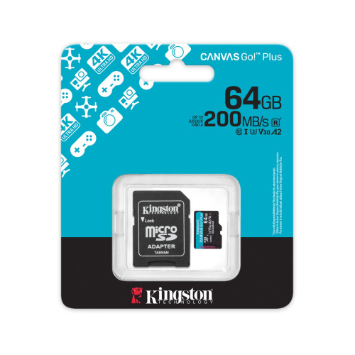 Карта памяти Kingston SDCG4/64GB Canvas Go Plus A2 U3 V30 64GB