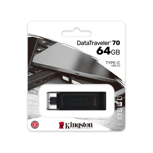 USB-накопитель Kingston DT70/64GB 64GB Type-C Чёрный