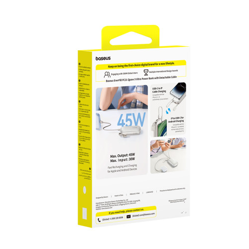 Портативный внешний аккумулятор Baseus EnerFill FC21 Qpow 3 Ultra 10000mAh 45W Titanium (E0027Q01)