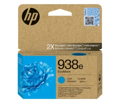 Картридж HP Europe/938e EvoMore Cyan Original Ink Cartridge/Лазерный/Голубой