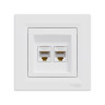 Розетка двойная компьютерная SE EPH4400121 Asfora RJ45 в сборе белый