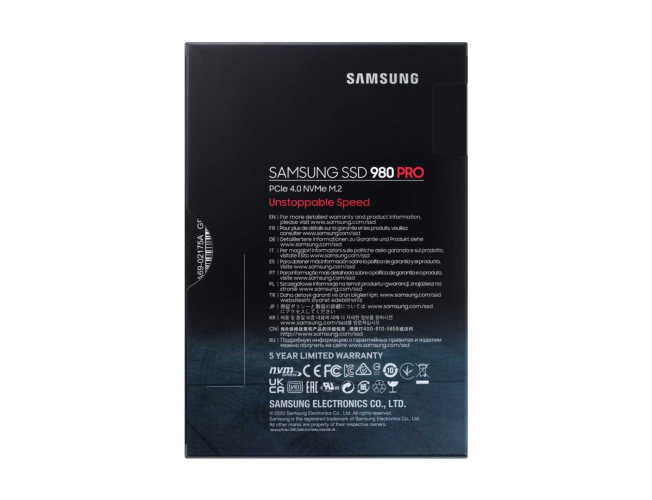 Твердотельный накопитель Samsung MZ-V8P500BW 980 PRO 500GB, M.2, PCIe G4 x4, NVMe 1.3c, V-NAND MLC