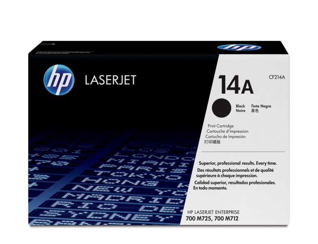 HP 14A Standard Black Print LaserJet Cartridge for LaserJet 700 M712, up to 10000 pages.