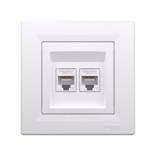 Розетка двойная компьютерная SE EPH4800121 Asfora RJ45 кат. 6 в сборе белый