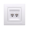 Розетка двойная компьютерная SE EPH4800121 Asfora RJ45 кат. 6 в сборе белый