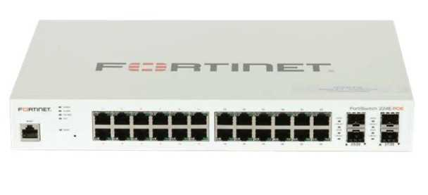 FortiSwitch-224E-POE Layer 2/3 FortiGate switch controller compatible PoE+ switch with 24 x GE RJ45 ports, 4 x GE SFP, with automatic Max 180W POE output limit
