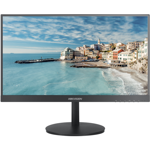 Монитор Hikvision 21.5" 1080P, HDMI/VGA input, narrow frames, view angle:178°/178°, plastic casing, VESA, base bracket included, 12V DC