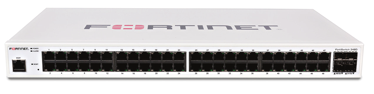 FortiSwitch-248D L2 Switch - 48x GE RJ45 ports, 4x GE SFP Slots. FortiGate Switch controller compatible.