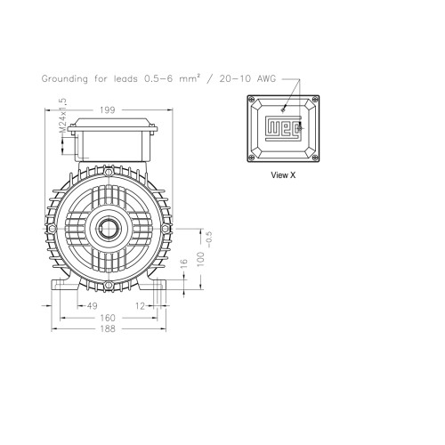 Асинхронный электродвигатель WEG 12310457 W20 100L 3 кВт 2P B3T 220-460 В 50 Гц