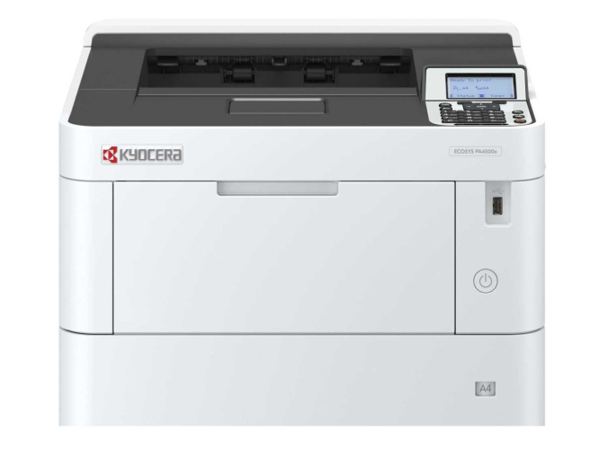 Принтер лазерный Kyocera ECOSYS PA4500x (A4), монохромный, 1200x1200 dpi, 45 ppm, 512 MB, 1.4 GHz, tray 100+500 sheets, USB+Ethernet, Duplex, LCD, drum 300k, starter toner 6k