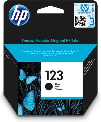 HP 123 Black Original Ink Cartridge для HP DeskJet 1100, 2100, 2300, 2600, 3600, 3800, 4600 series, HP ENVY 4500 series, HP OfficeJet 3800 series