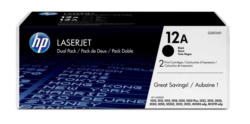Картридж HP 12A Black Dual Pk LJ Toner Cartridge для HP LaserJet 1010/1012/1015/1018/1020/1022/3015/3020/3030/3050/3052/3055/M1005 MFP/M1319 MFP