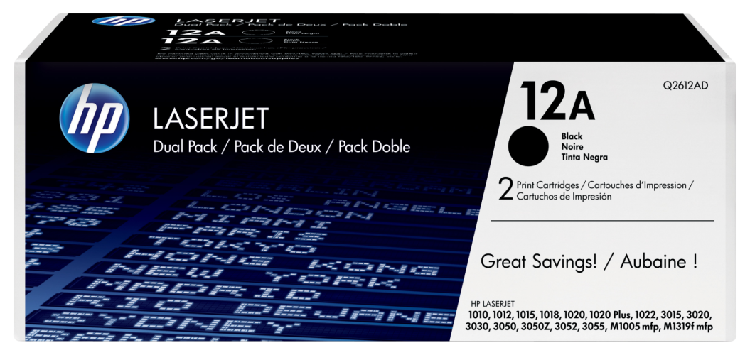 Картридж HP 12A Black Dual Pk LJ Toner Cartridge для HP LaserJet 1010/1012/1015/1018/1020/1022/3015/3020/3030/3050/3052/3055/M1005 MFP/M1319 MFP