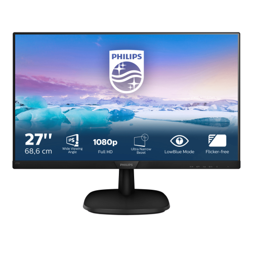Монитор LCD 27'' 16:9 1920х1080(FHD) IPS, 75 Hz, 250 cd/m2, 1000:1, 10М:1, 4ms, VGA, DVI, HDMI, Tilt, Black