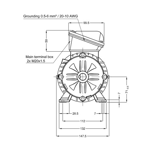 Асинхронный электродвигатель WEG 17928293 WGOST-71 0.75 кВт 2P B3T 220/380 В 50 Гц