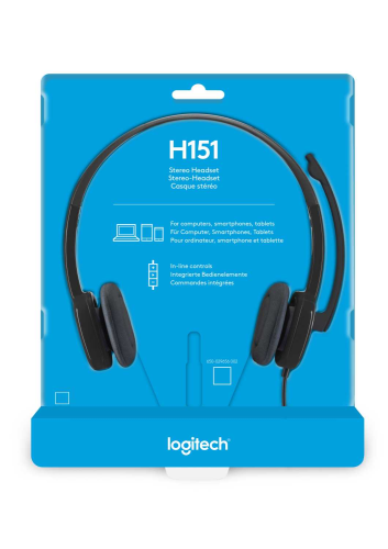 Гарнитура Logitech H151 (черная, 1 x 3.5мм, элементы управления на кабеле, кабель 1.8м) (M/N: A-00029)