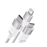 Интерфейсный кабель Baseus StarSpeed 1-for-3 USB to M+L+C 3.5A 1.2m White (CAXS000002)