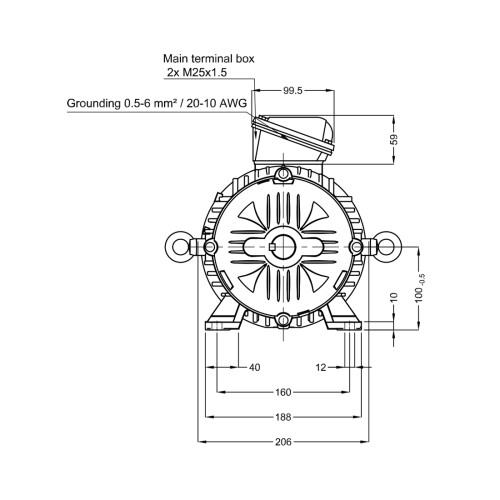 Асинхронный электродвигатель WEG 17376513 WGOST-L100L 5.5 кВт 2P B3T 220/380 В 50 Гц