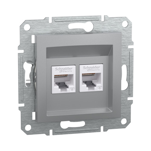 Розетка компьютерная двойная SE EPH4800161 Asfora RJ45 кат.6e механизм алюминий